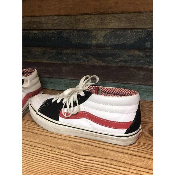 vans sk8 hi white black red checkered inner mens 10.5 Shoes Retro Classic Look - Picture 2 of 11